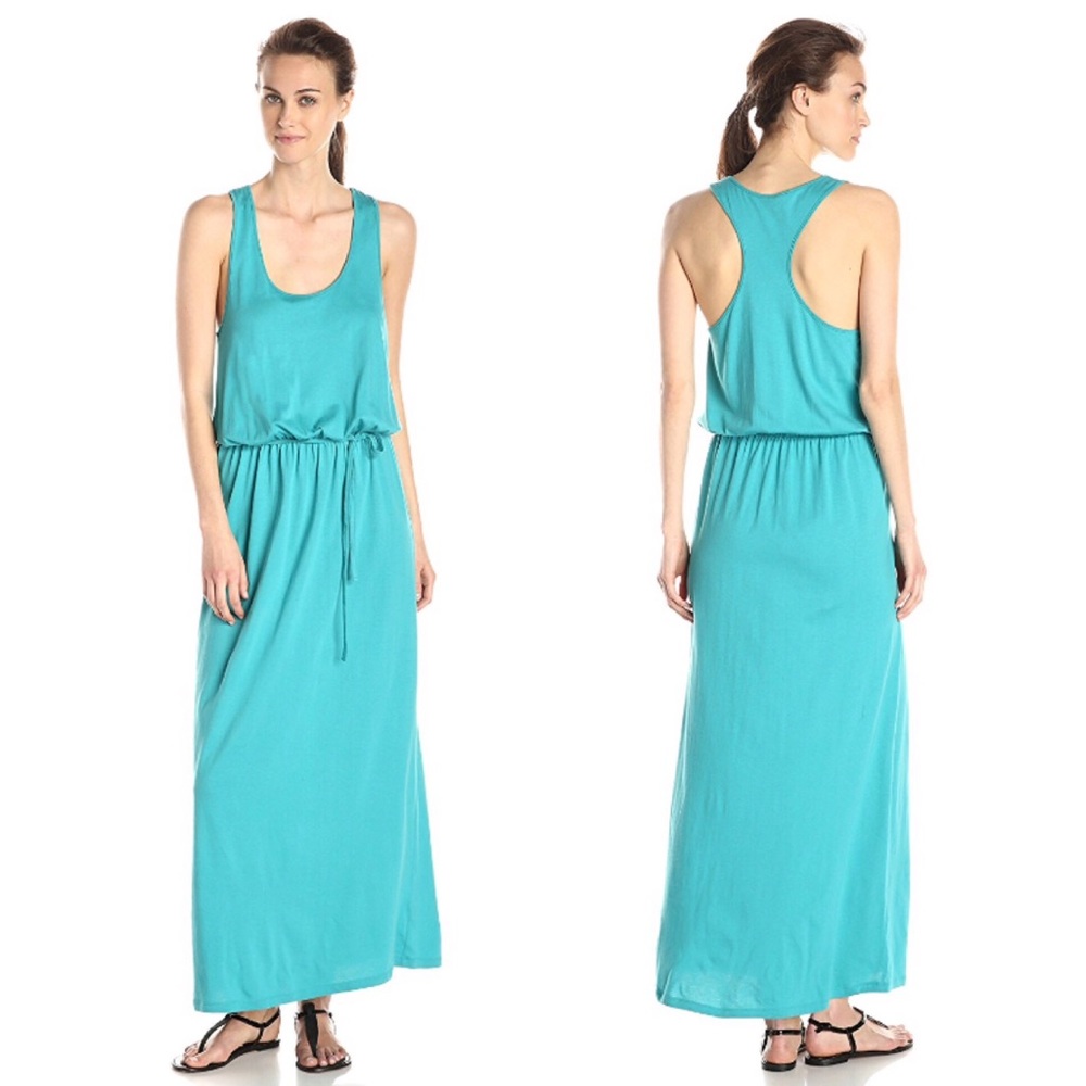 Aqua Drawstring Racerback Maxi Dress Turquoise - Picture 3 of 3